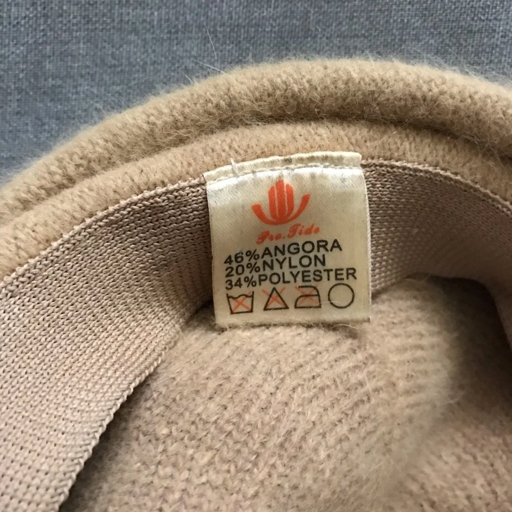 Vintage Newsboy Tan Angora Cap - Picture 5 of 5